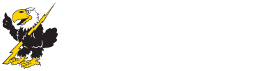 Cloud County Community College Logo - a T-Bird holding a gold lightning bolt