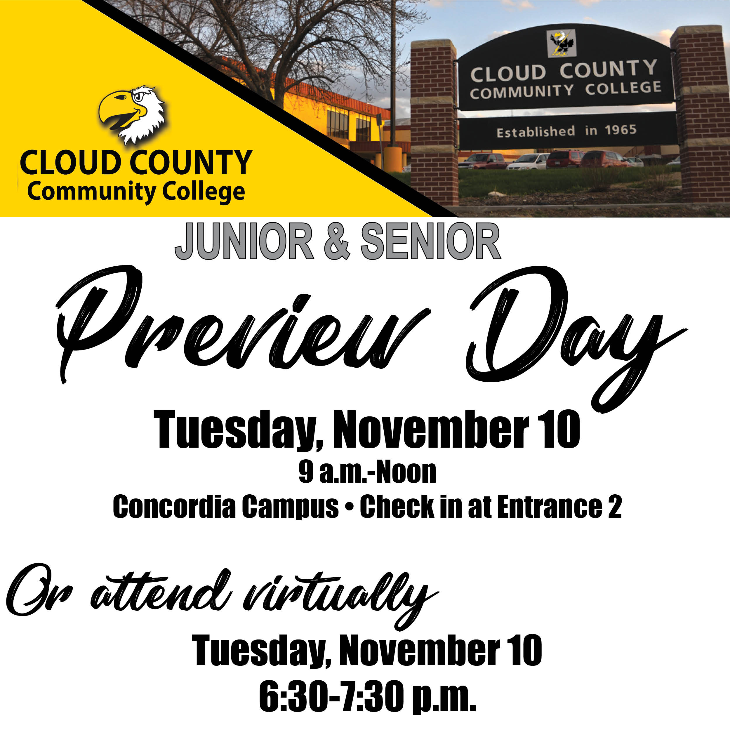 A photo of the Junior-Senior Preview Day information.