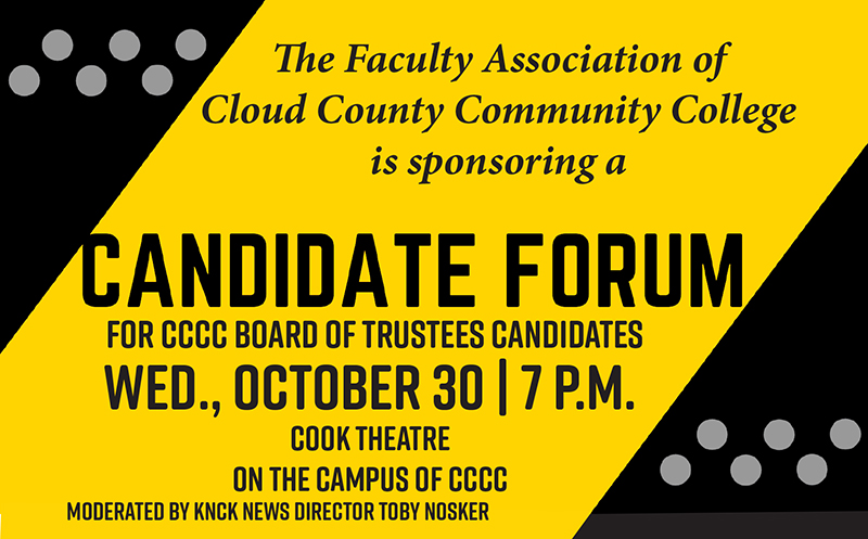 Board of Trustees candidate forum announcement.